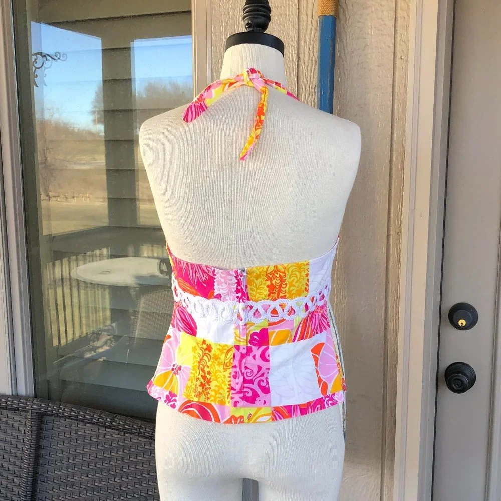 LILLY PULITIZER Vintage Ladies Tie-Back Halter Top - Size 6 - Picture 7 of 10
